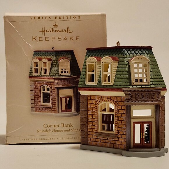 HALLMARK Keepsake Corner Bank Nostalgic Houses and Shops Ornament - Picture 1 of 11